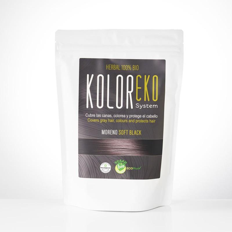 KOLOREKO Tinte natural MORENO - cubre las canas, colorea y protege el cabello - Tinte ecológico 100% Herbal Bio